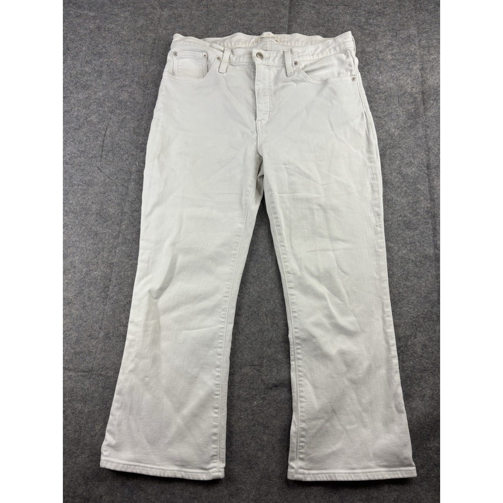 Madewell Women's 32 Demi Boot Jeans Flare White Denim‎ Western Boho Coastal SEE